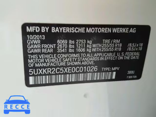 2014 BMW X5 SDRIVE3 5UXKR2C5XE0C01026 image 9