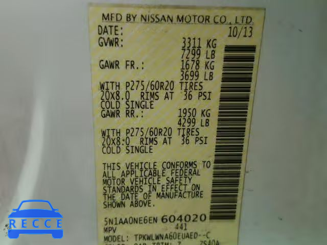 2014 NISSAN ARMADA PLA 5N1AA0NE6EN604020 image 9