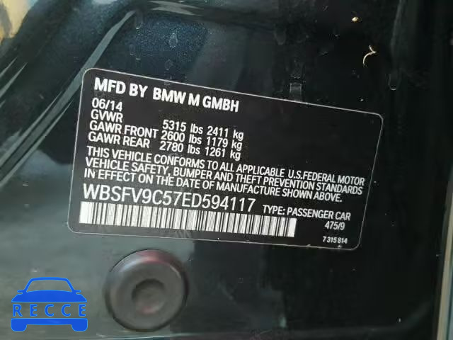 2014 BMW M5 WBSFV9C57ED594117 зображення 9