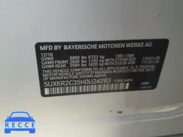 2017 BMW X5 SDRIVE3 5UXKR2C35H0U24283 image 9