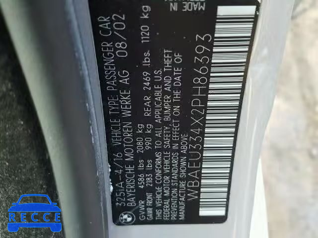 2002 BMW 325 XI WBAEU334X2PH86393 image 9