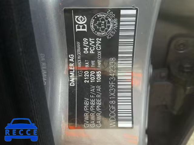 2009 MERCEDES-BENZ C 300 4MAT WDDGF81X39F342338 image 9