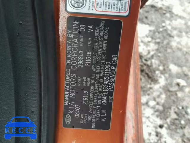 2008 KIA SPECTRA5 5 KNAFE162985011990 image 9