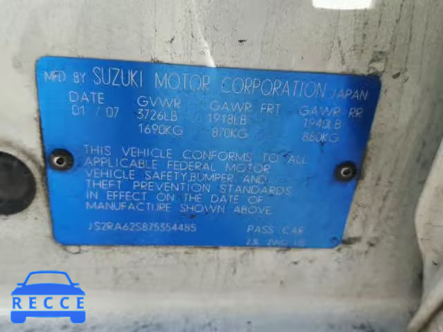 2007 SUZUKI AERIO JS2RA62S875354485 image 9