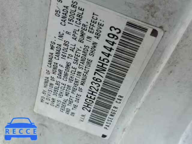 1992 HONDA CIVIC VX 2HGEH2367NH544493 image 9