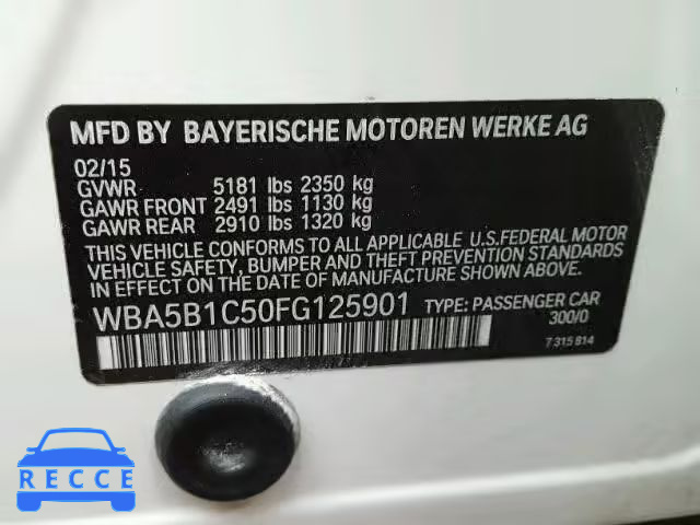 2015 BMW 535 I WBA5B1C50FG125901 Bild 9