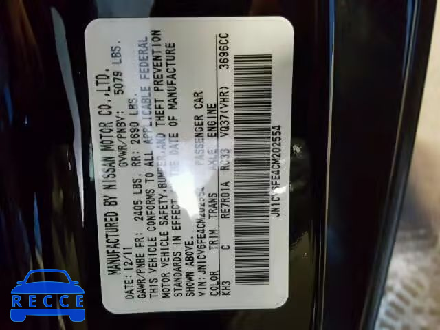 2012 INFINITI G37 BASE JN1CV6FE4CM202554 image 9