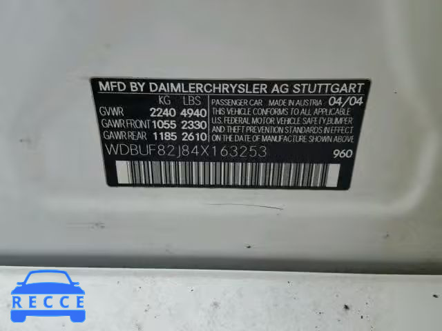 2004 MERCEDES-BENZ E 320 4MAT WDBUF82J84X163253 image 9