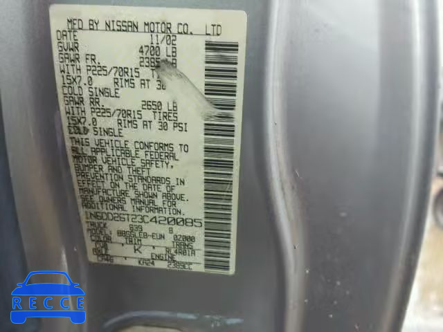 2003 NISSAN FRONTIER K 1N6DD26T23C420085 image 9