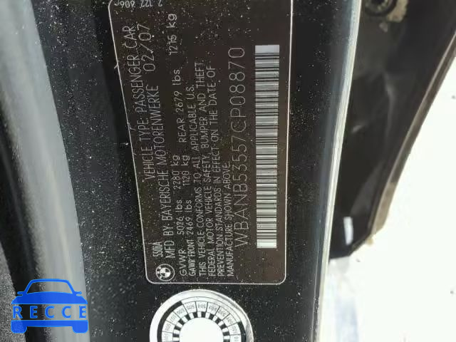 2007 BMW 550 I WBANB53557CP08870 image 9