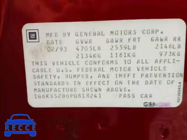 1993 CADILLAC SEVILLE 1G6KS52B6PU818241 Bild 9