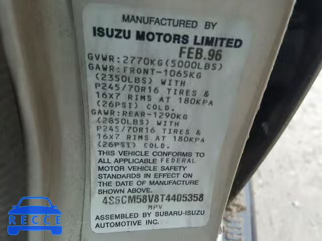 1996 HONDA PASSPORT E 4S6CM58V8T4405358 зображення 9
