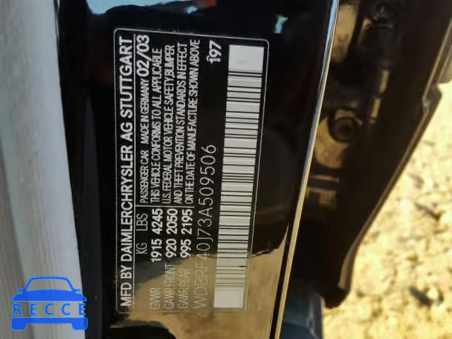 2003 MERCEDES-BENZ C 230K SPO WDBRF40J73A509506 image 9