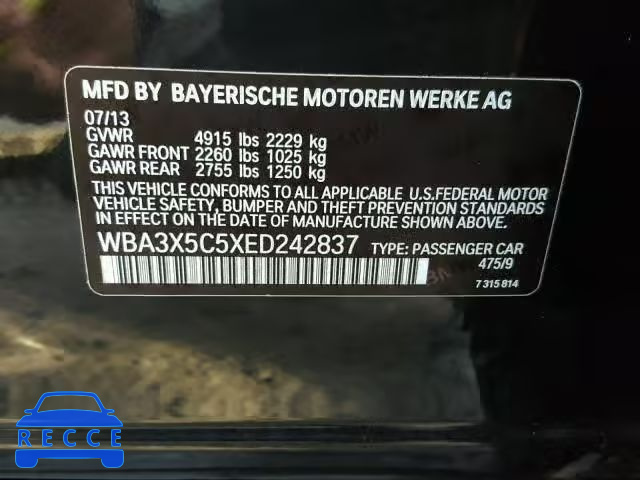 2014 BMW 328 XIGT WBA3X5C5XED242837 зображення 9