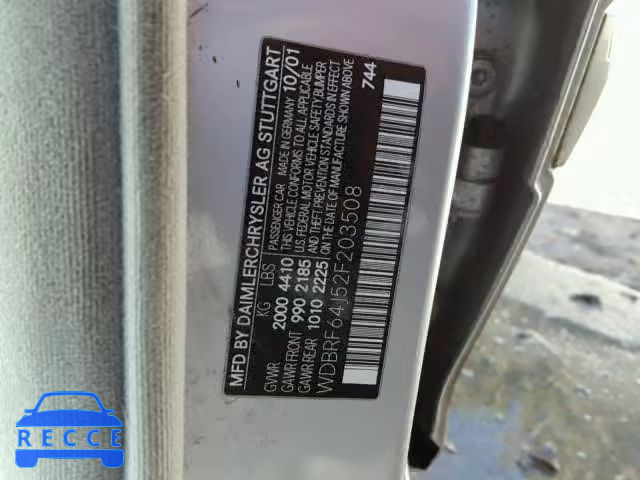 2002 MERCEDES-BENZ C 320 WDBRF64J52F203508 image 9
