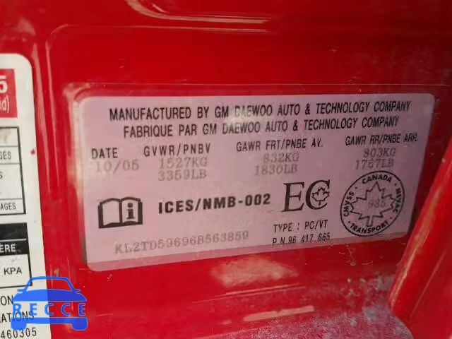 2006 PONTIAC WAVE KL2TD59696B563859 image 9