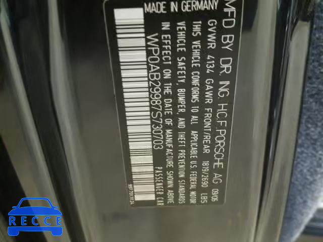 2007 PORSCHE 911 CARRER WP0AB29987S730703 image 9