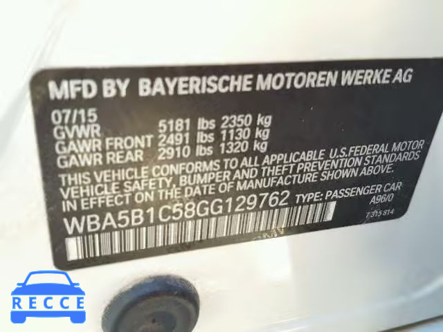 2016 BMW 535 I WBA5B1C58GG129762 image 9
