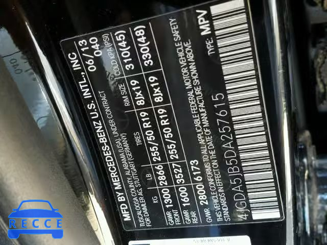 2013 MERCEDES-BENZ ML 350 4JGDA5JB5DA257615 image 9