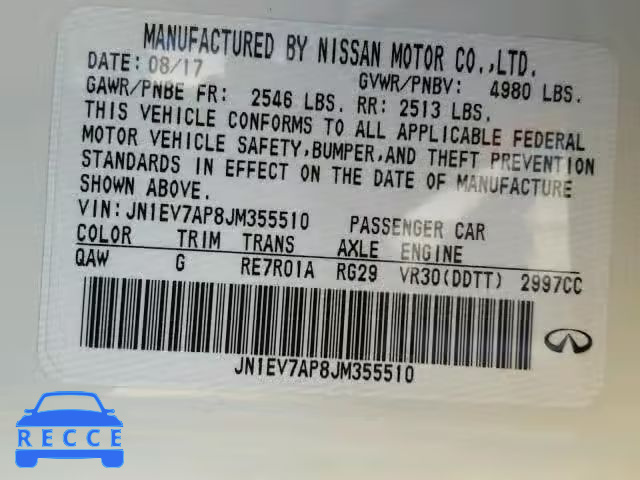 2018 INFINITI Q50 LUXE JN1EV7AP8JM355510 image 9