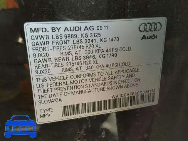 2012 AUDI Q7 PRESTIG WA1DGAFE5CD003134 image 9