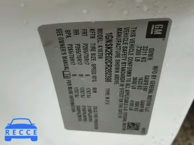 2012 CHEVROLET TAHOE SPEC 1GNSK2E02CR282396 image 9