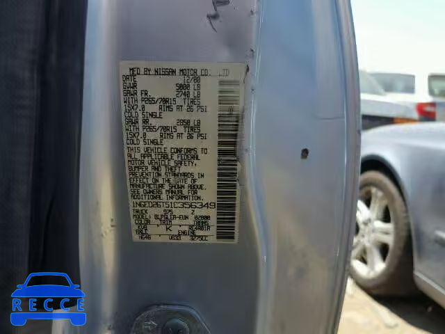 2001 NISSAN FRONTIER K 1N6ED26T51C356349 image 9