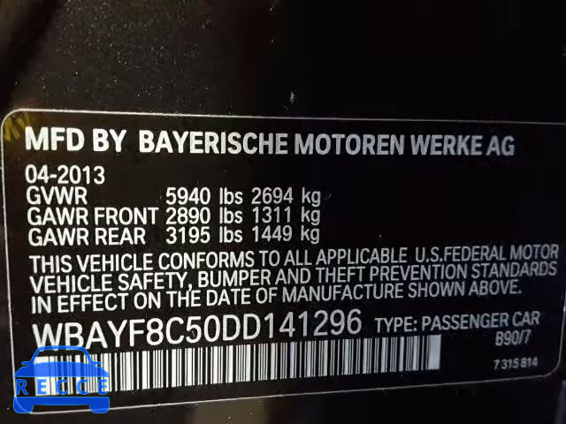 2013 BMW 750LI XDRI WBAYF8C50DD141296 image 9