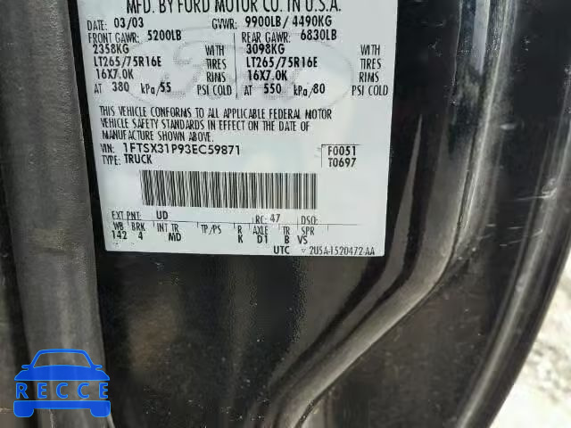 2003 FORD F350 SRW S 1FTSX31P93EC59871 image 9