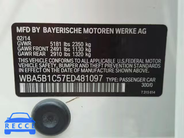 2014 BMW 535 I WBA5B1C57ED481097 image 9