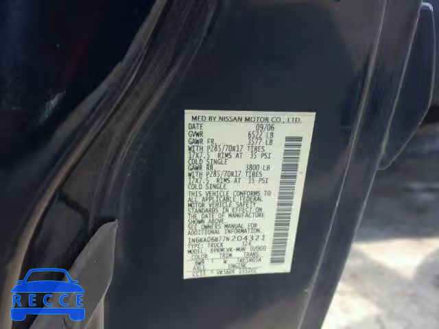 2007 NISSAN TITAN XE 1N6BA06B77N204321 image 9