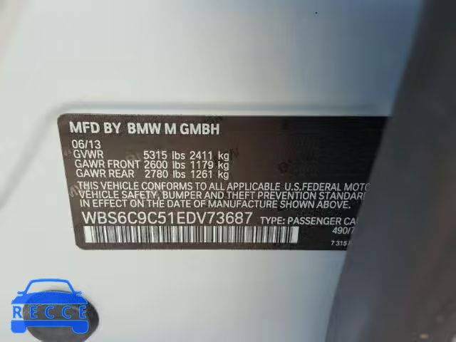 2014 BMW M6 GRAN CO WBS6C9C51EDV73687 зображення 9