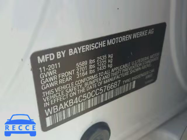 2012 BMW 740 LI WBAKB4C50CC576687 зображення 9