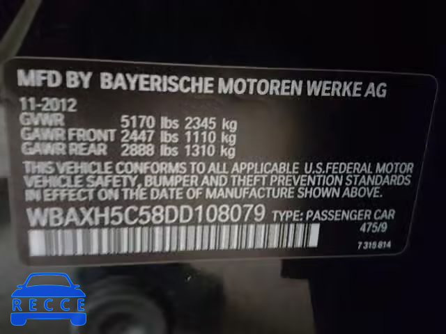2013 BMW 528 XI WBAXH5C58DD108079 image 9
