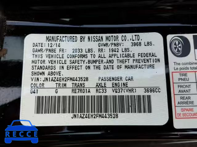 2015 NISSAN 370Z JN1AZ4EH2FM443528 image 9