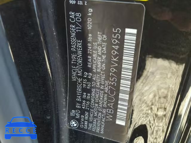 2009 BMW 135 I WBAUC73579VK94955 image 9