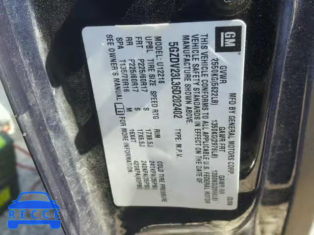 2006 SATURN RELAY 3 5GZDV23L36D202402 Bild 9