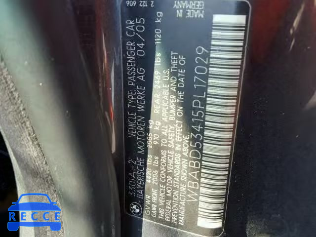 2005 BMW 330 CI WBABD53415PL17029 image 9