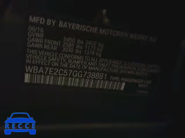 2016 BMW 740 I WBA7E2C57GG738881 зображення 9