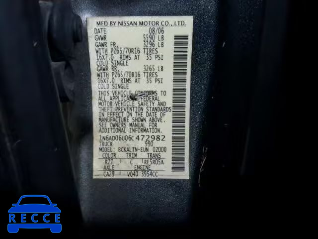 2006 NISSAN FRONTIER K 1N6AD06U06C472982 image 9