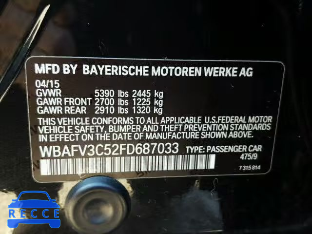 2015 BMW 535 D WBAFV3C52FD687033 image 9