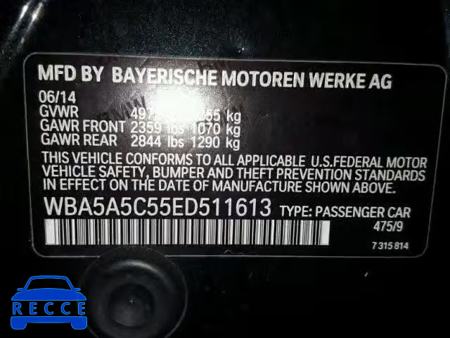 2014 BMW 528 I WBA5A5C55ED511613 image 9