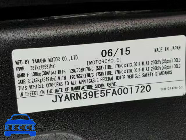 2015 YAMAHA YZFR1 JYARN39E5FA001720 image 18