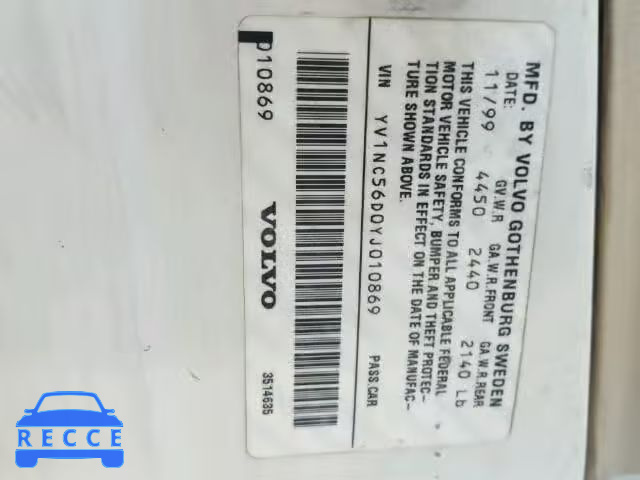 2000 VOLVO C70 YV1NC56D0YJ010869 image 9