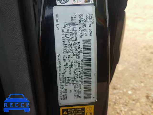2004 TOYOTA LAND CRUIS JTEHT05J542059496 image 9