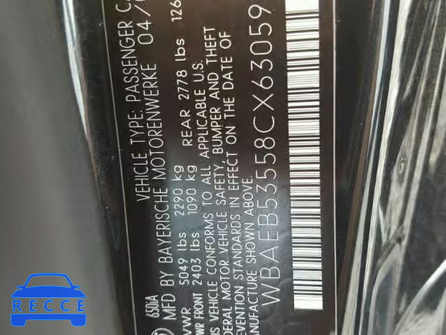 2008 BMW 650 I WBAEB53558CX63059 image 9