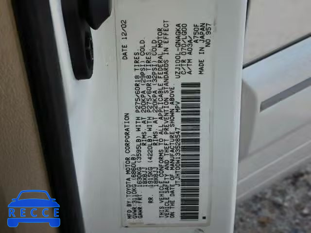 2003 LEXUS LX 470 JTJHT00W133528547 Bild 9