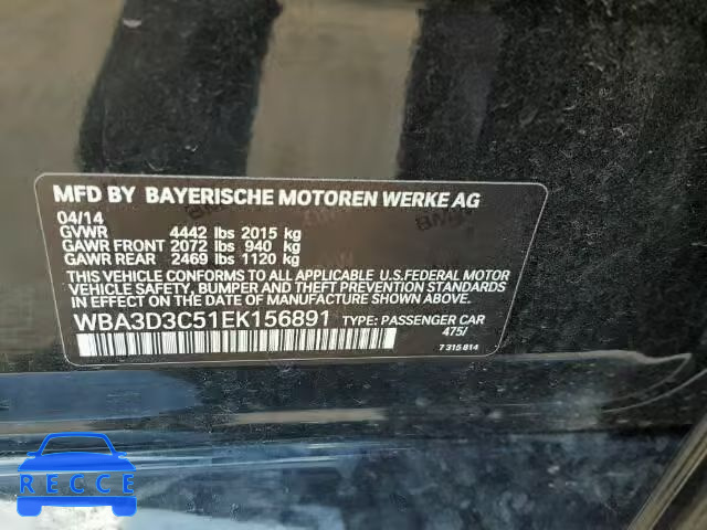 2014 BMW 328 D WBA3D3C51EK156891 зображення 9
