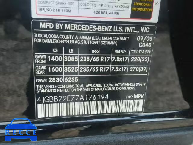 2007 MERCEDES-BENZ ML 320 CDI 4JGBB22E77A176194 image 9