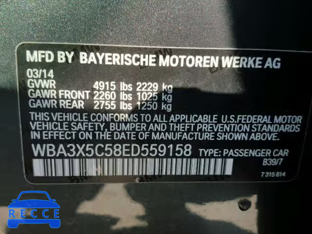 2014 BMW 328 XIGT WBA3X5C58ED559158 зображення 9